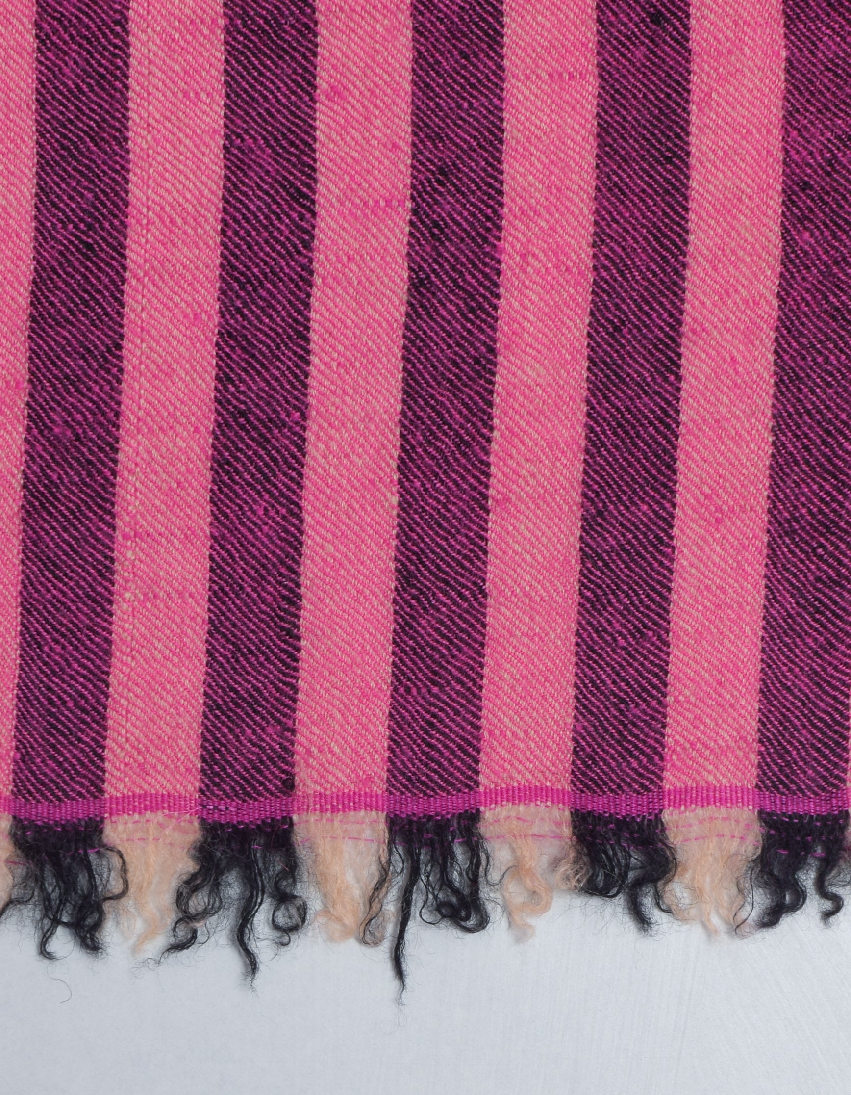 Modern Navy Pink Multi-Pattern Check  Handwoven Embroidered Cashmere Pashmina Stole