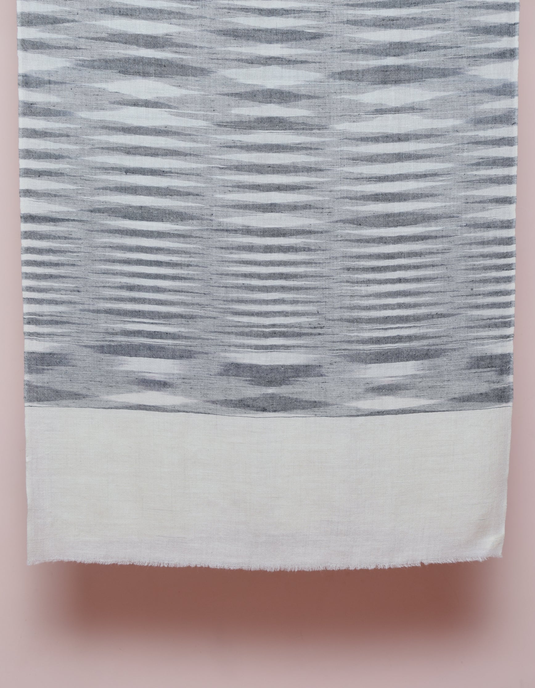 Modern Navy Cream Ikat Handwoven Cashmere Pashmina Stole