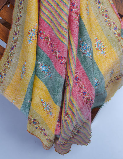 Modern Multi-Pattern Handwoven Embroidered Cashmere Pashmina Stole