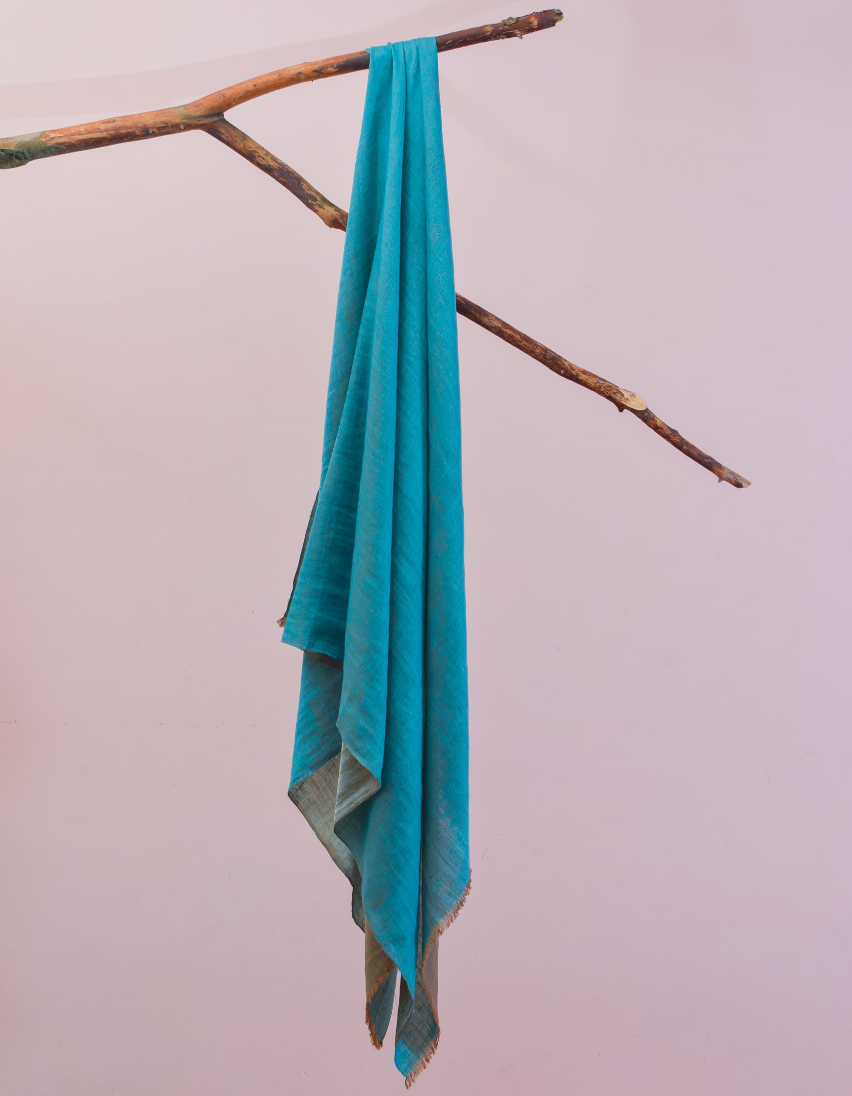 Aqua Silver Zari Handwoven Reversible Cashmere Pashmina Shawl