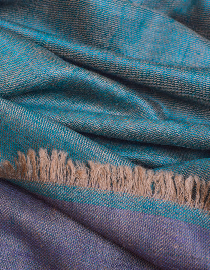 Teal Lapis Handwoven Reversible Cashmere Pashmina Shawl