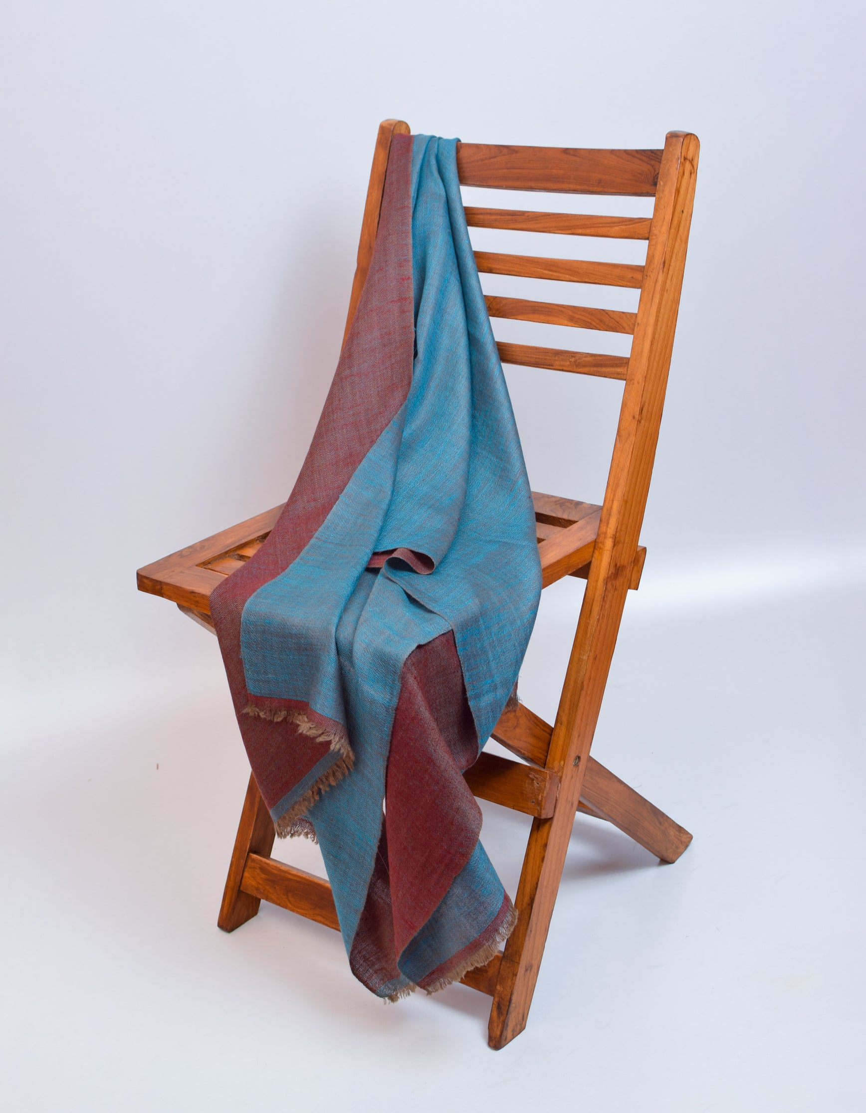 Redwood Blue Handwoven Reversible Cashmere Pashmina Stole