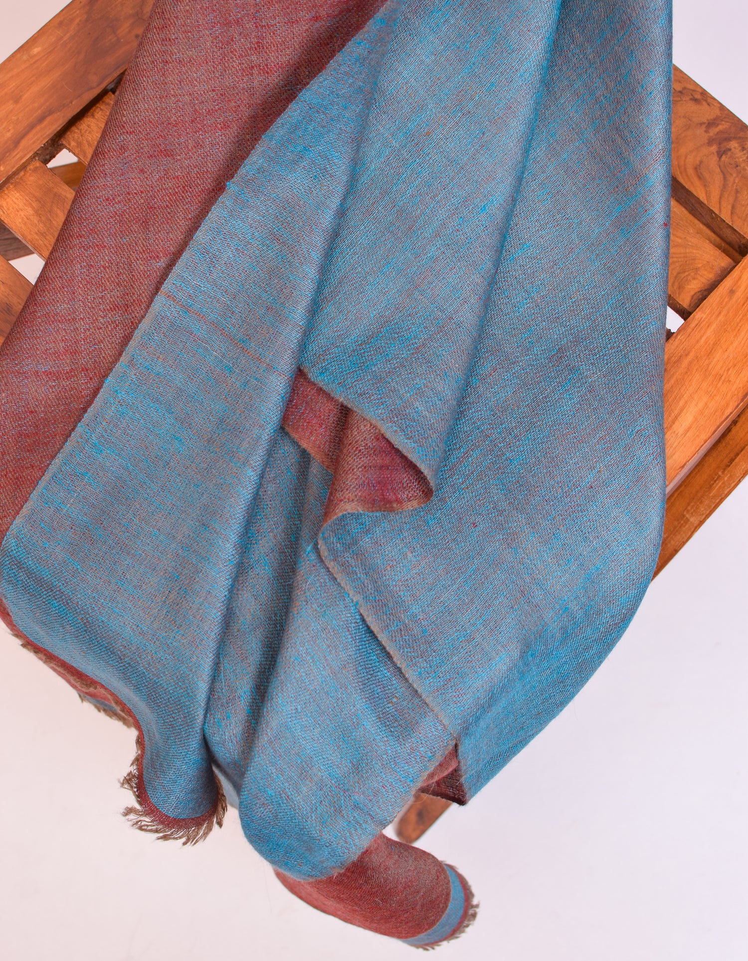 Redwood Blue Handwoven Reversible Cashmere Pashmina Stole