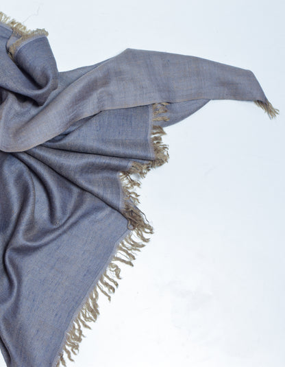 Dual Grey Handwoven Reversible Cashmere Pashmina Shawl