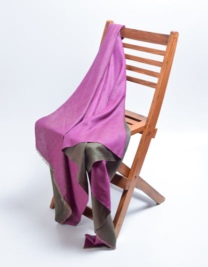 Khaki Saffron Handwoven Reversible Cashmere Pashmina Shawl