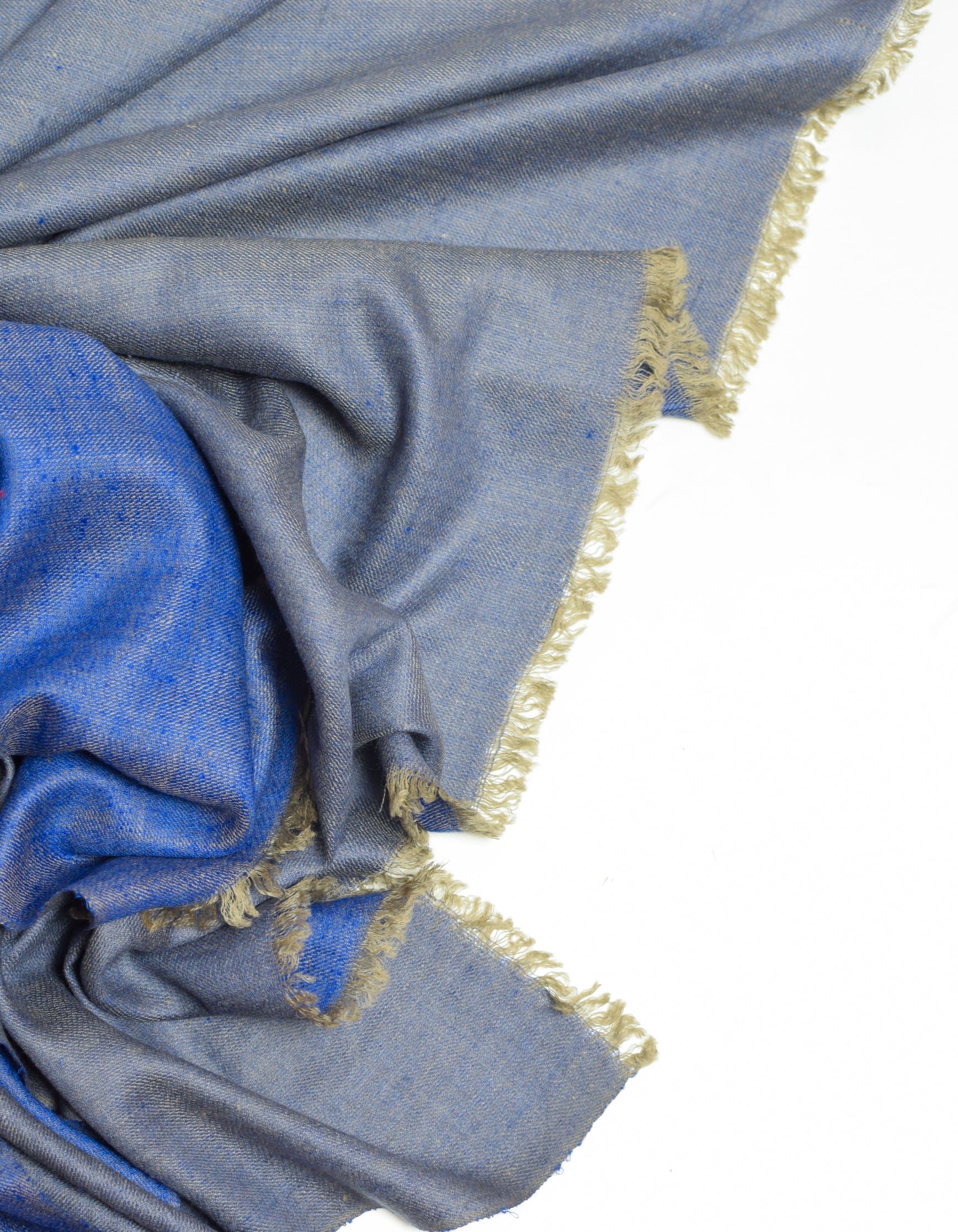 Dual Blue Handwoven Reversible Cashmere Pashmina Shawl