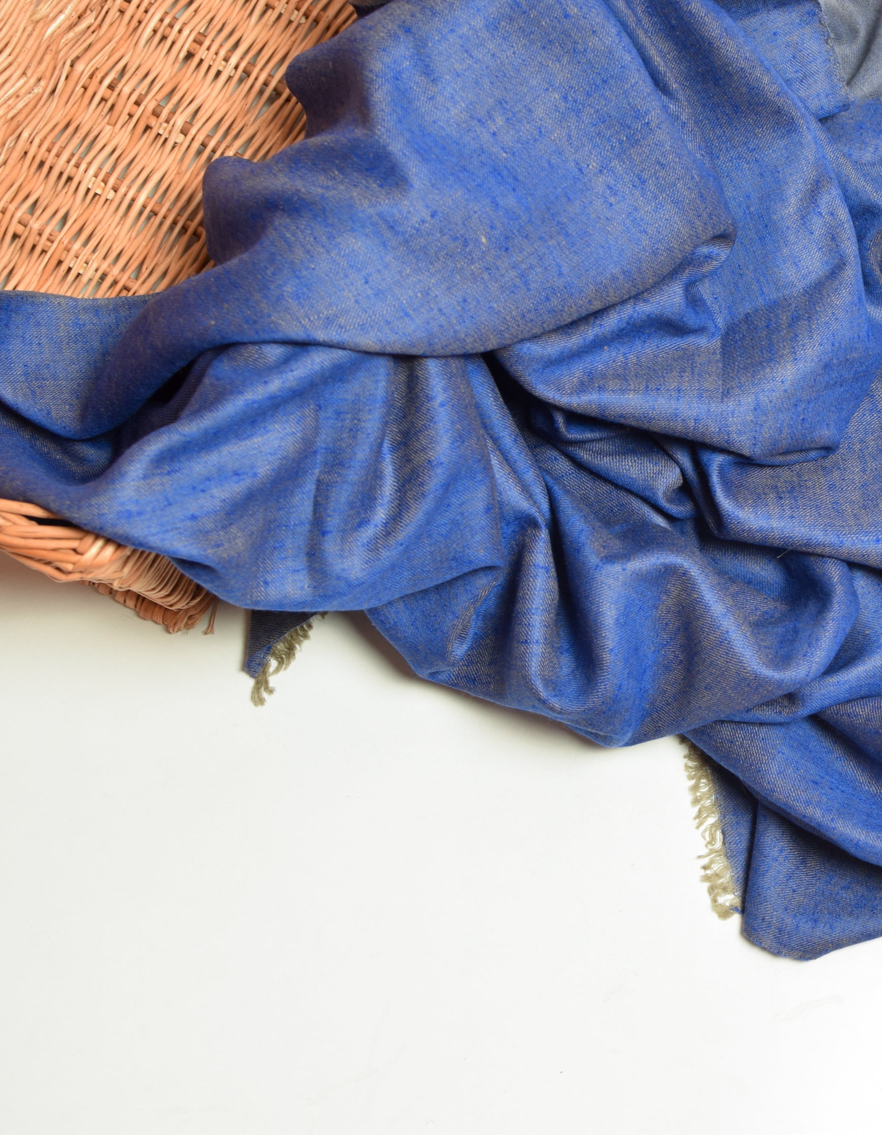 Dual Blue Handwoven Reversible Cashmere Pashmina Shawl