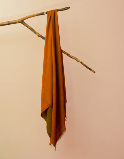 Olive Flame Handwoven Reversible Cashmere Pashmina Shawl