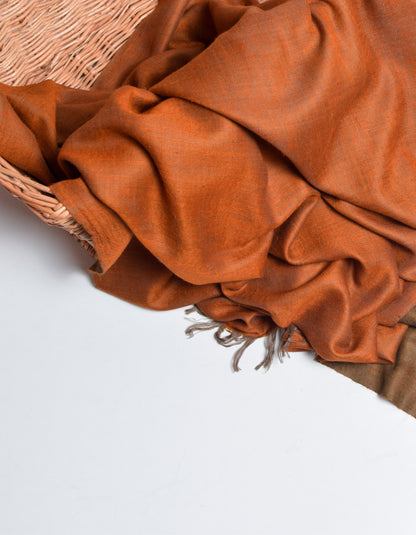 Olive Flame Handwoven Reversible Cashmere Pashmina Shawl