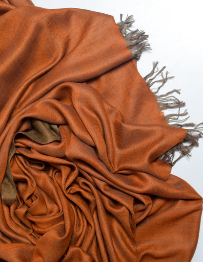 Olive Flame Handwoven Reversible Cashmere Pashmina Shawl