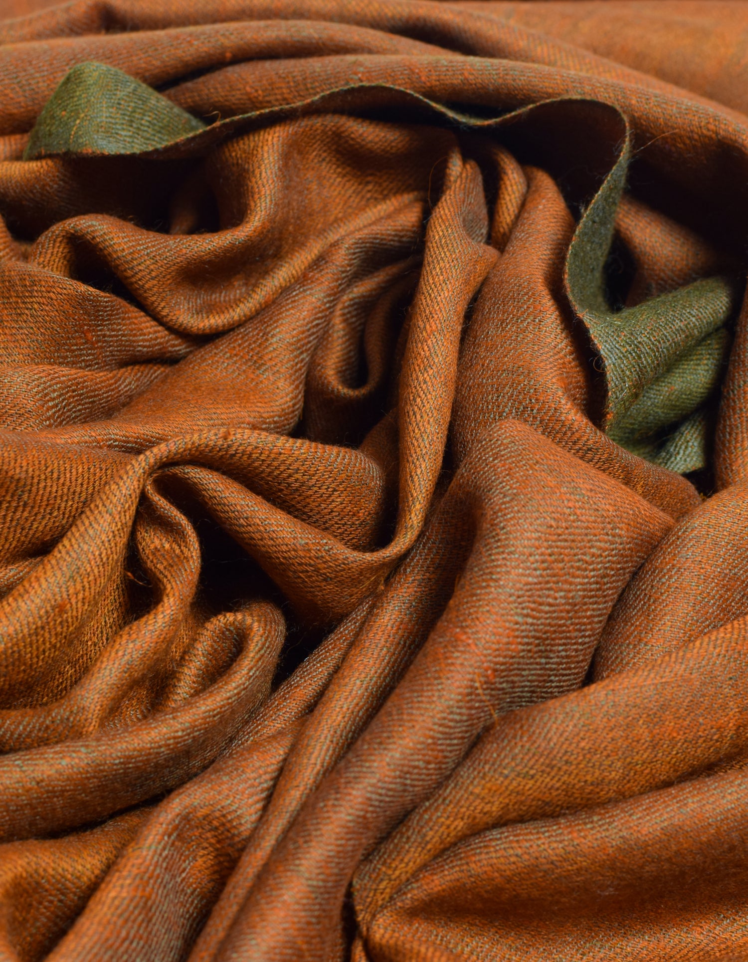 Olive Flame Handwoven Reversible Cashmere Pashmina Shawl