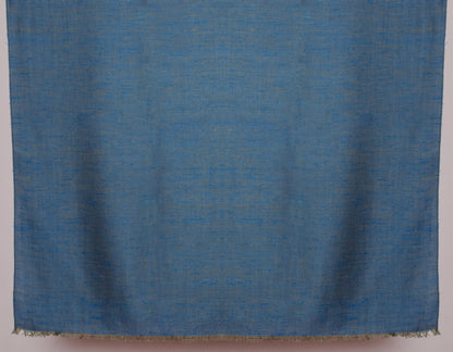 Kashmir-Blue Mustard Handwoven Reversible Cashmere Pashmina Shawl