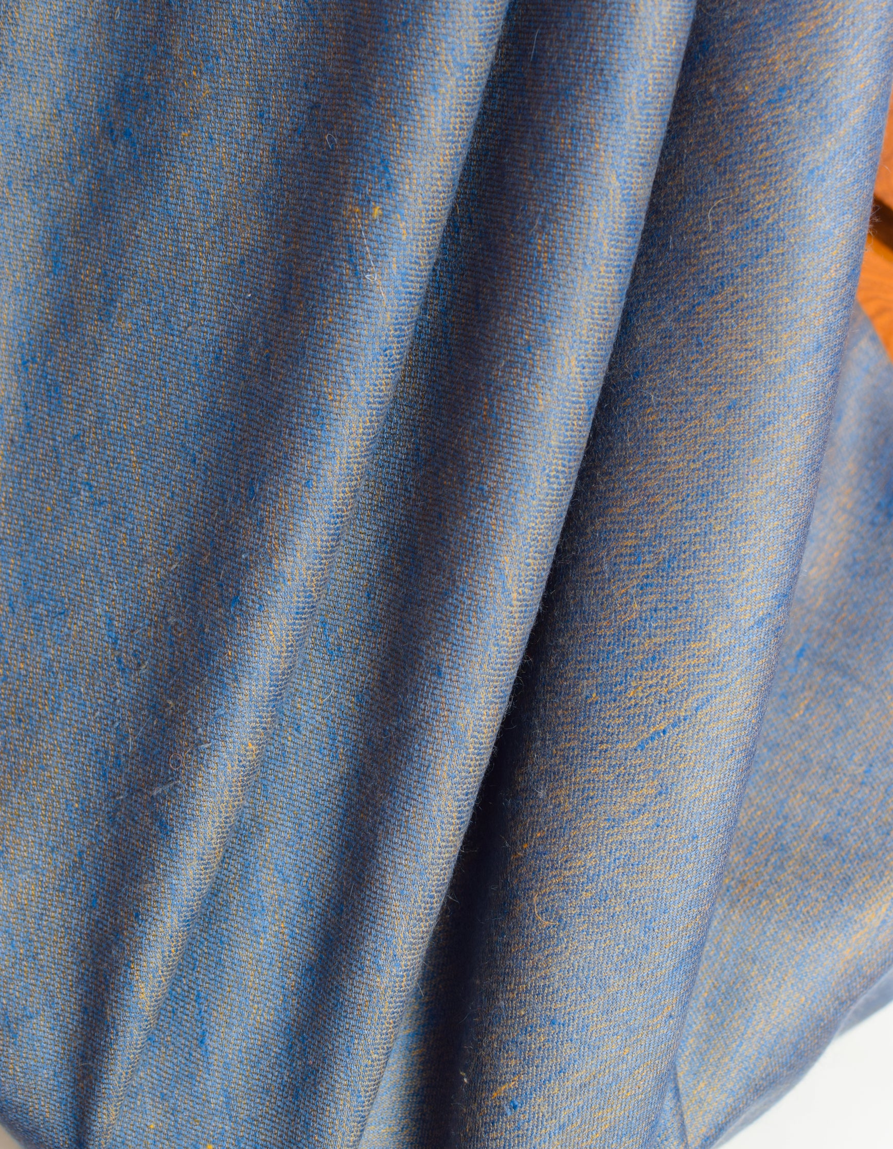 Kashmir-Blue Mustard Handwoven Reversible Cashmere Pashmina Shawl