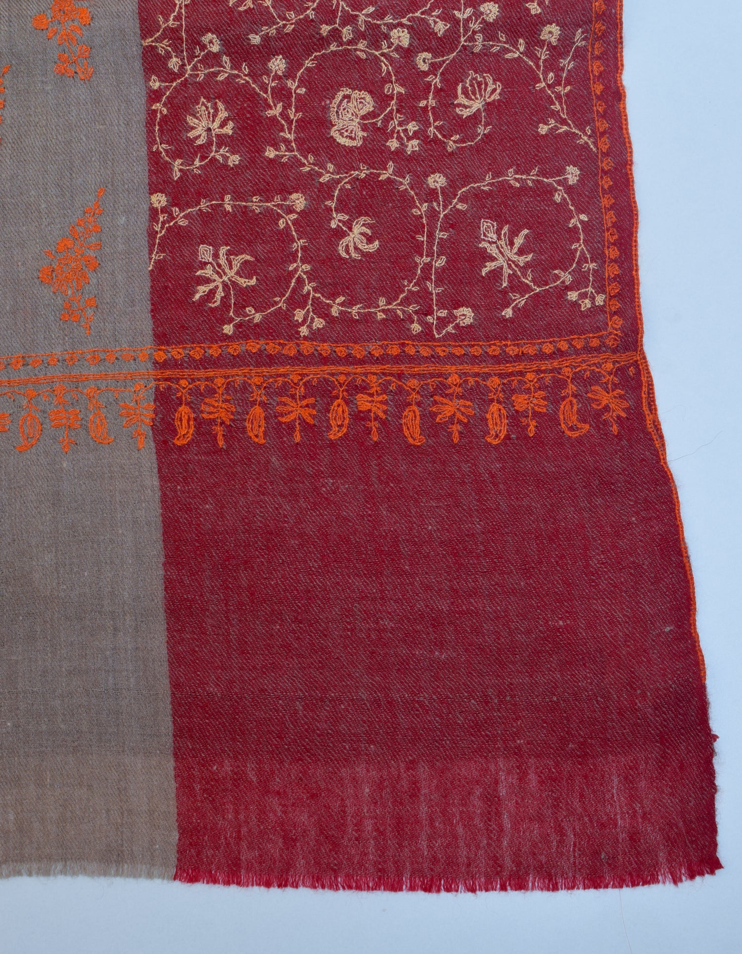 Multicolour Handwoven Floral Sozni Embroidered Cashmere Pashmina Stole