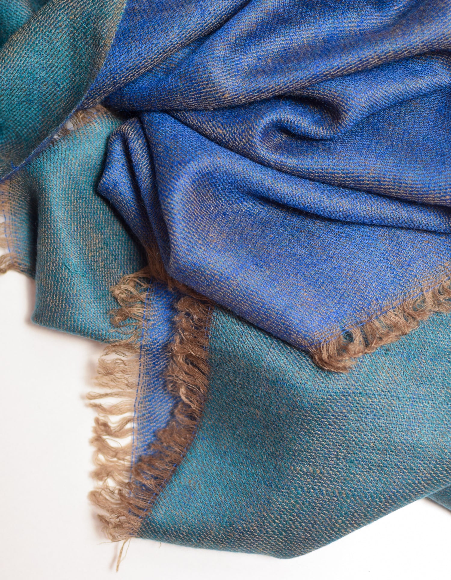 Teal Blue Handwoven Reversible Cashmere Pashmina Stole