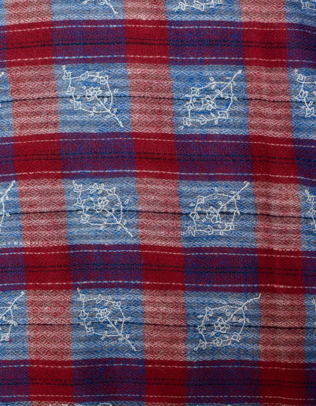 Multi-Pattern Check Handwoven Sozni Embroidered Cashmere Pashmina Stole