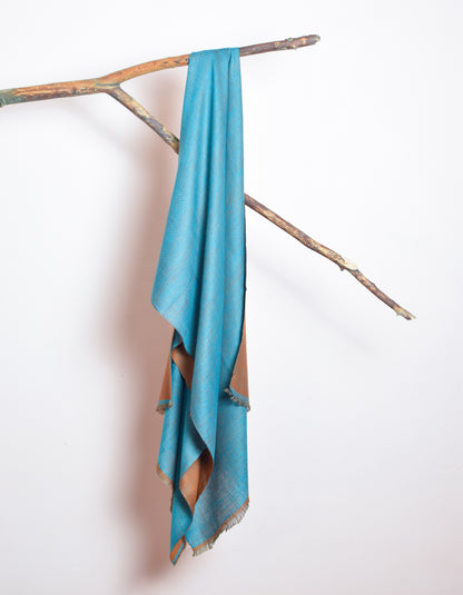 Marmalade Blue Handwoven Reversible Cashmere Pashmina Stole