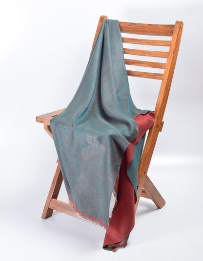 Scarlet Teal Handwoven Reversible Cashmere Pashmina Stole