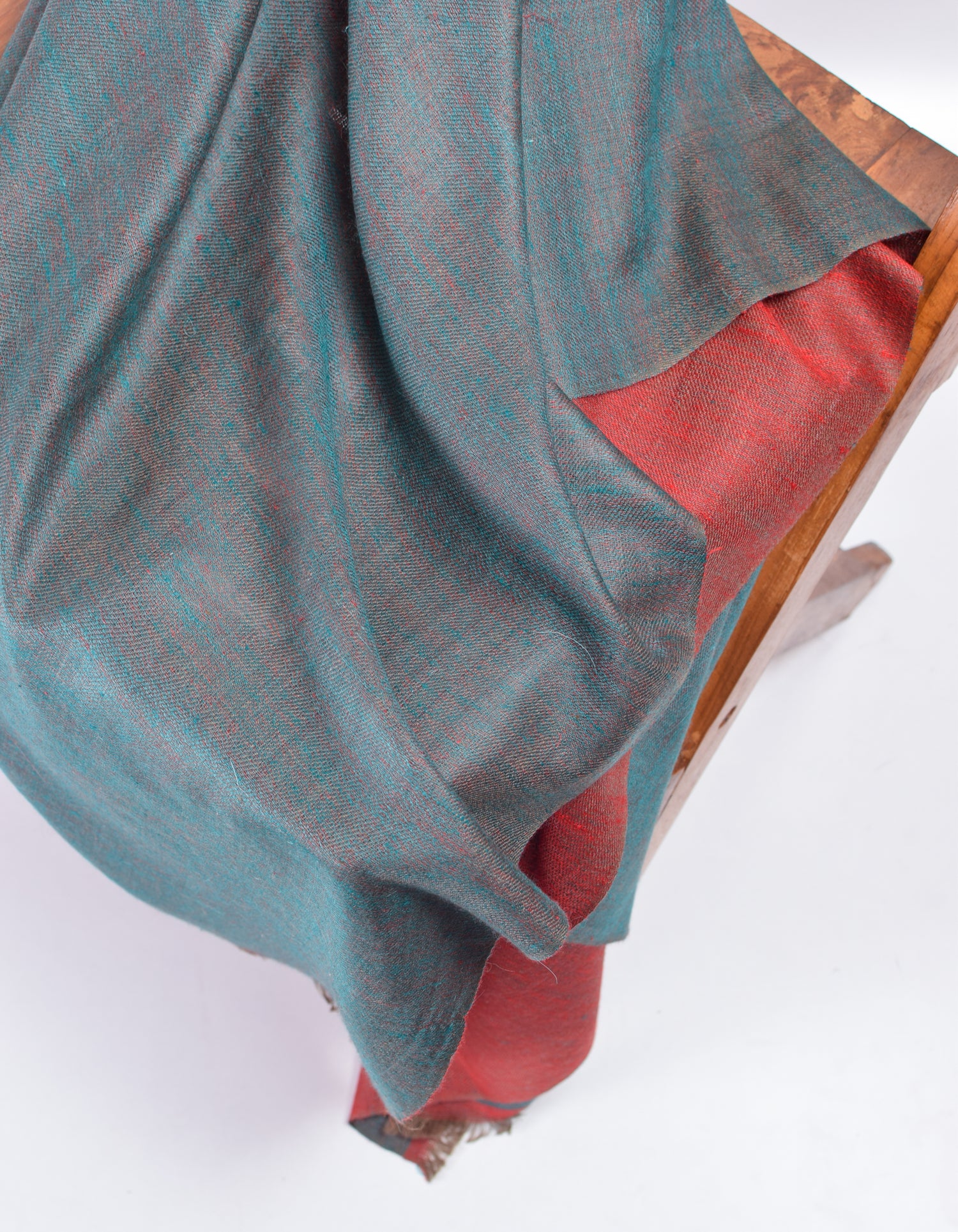 Scarlet Teal Handwoven Reversible Cashmere Pashmina Stole