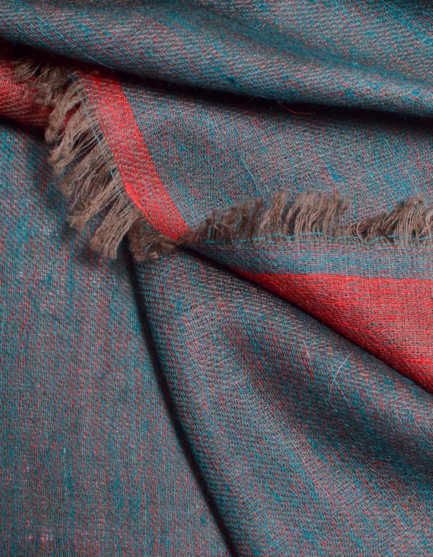 Scarlet Teal Handwoven Reversible Cashmere Pashmina Stole