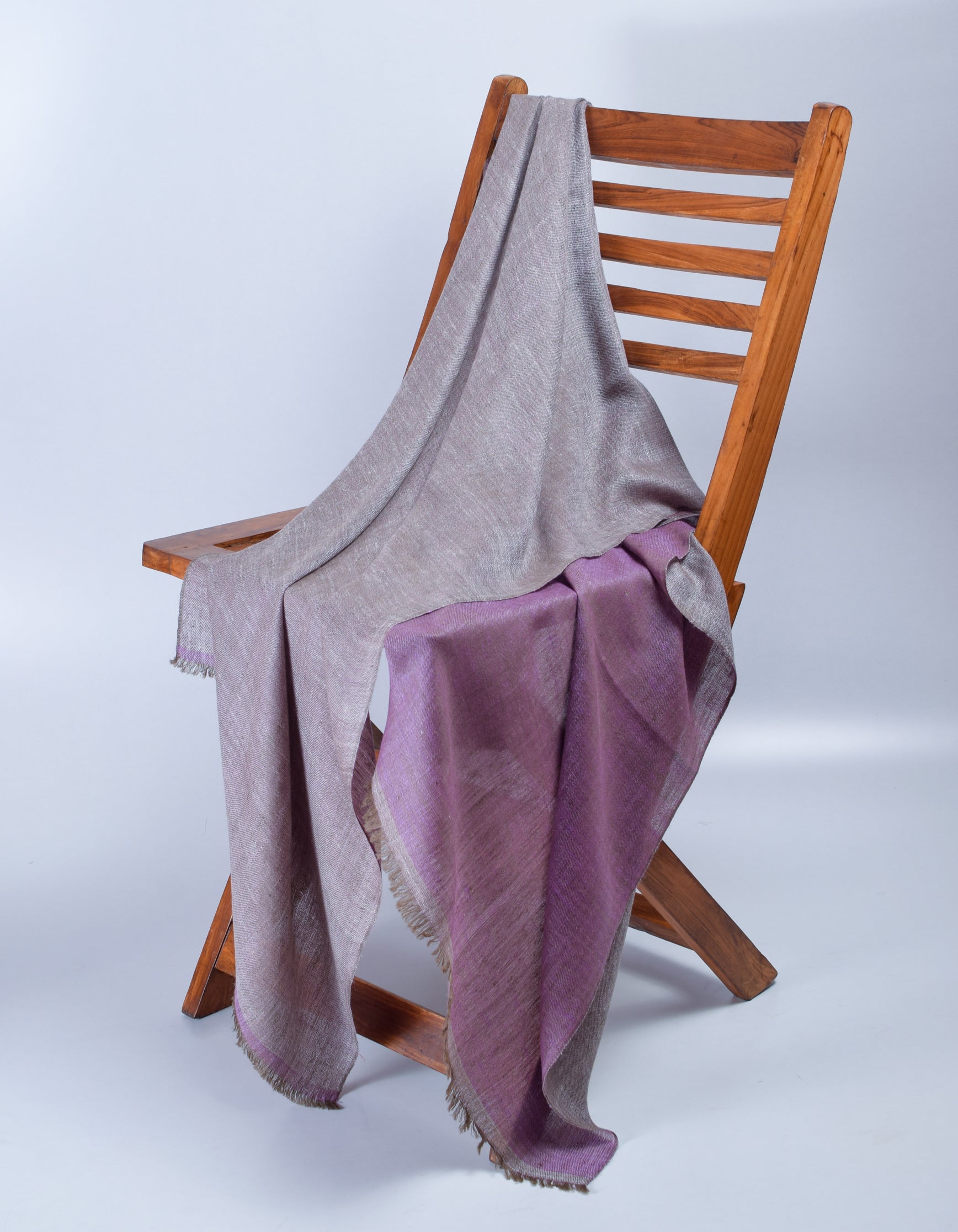 Saffron Grey Handwoven Reversible Cashmere Pashmina Stole