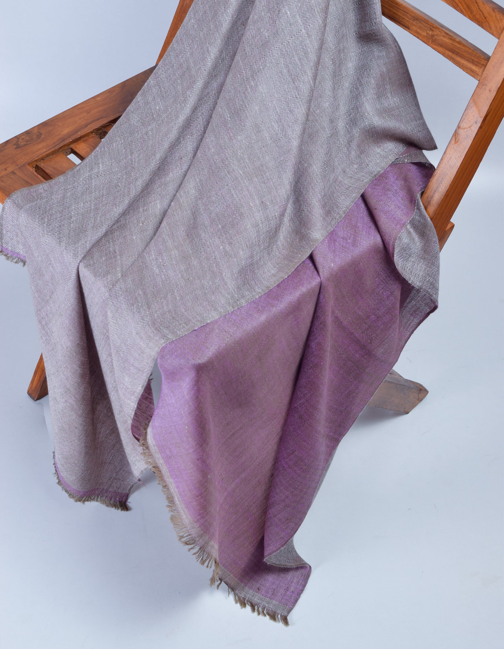 Saffron Grey Handwoven Reversible Cashmere Pashmina Stole