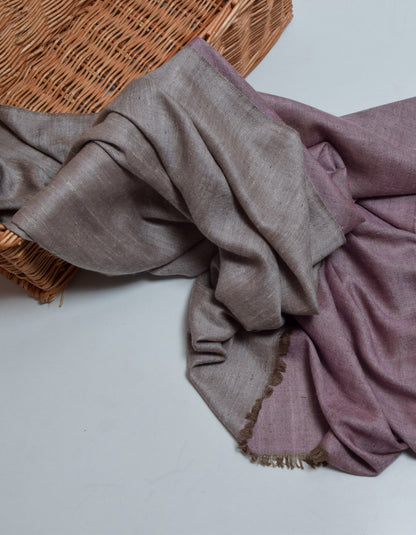 Rose Grey Handwoven Reversible Cashmere Pashmina Shawl