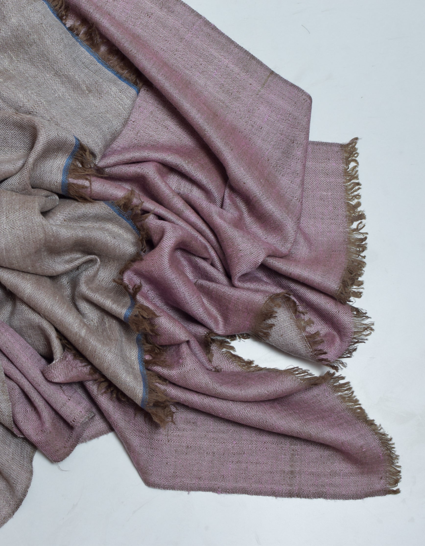 Rose Grey Handwoven Reversible Cashmere Pashmina Shawl