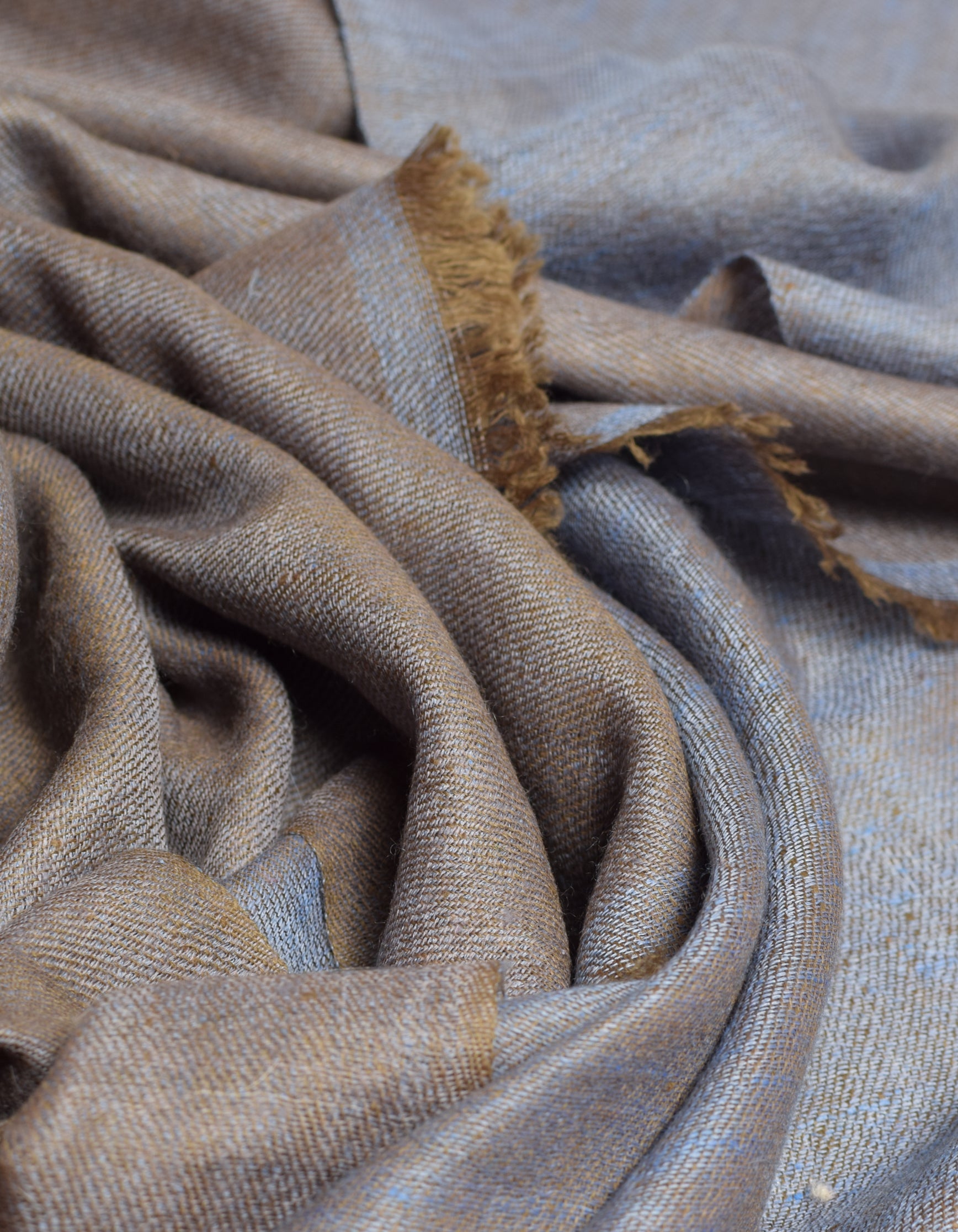 Kashmir Grey Handwoven Reversible Cashmere Pashmina Shawl