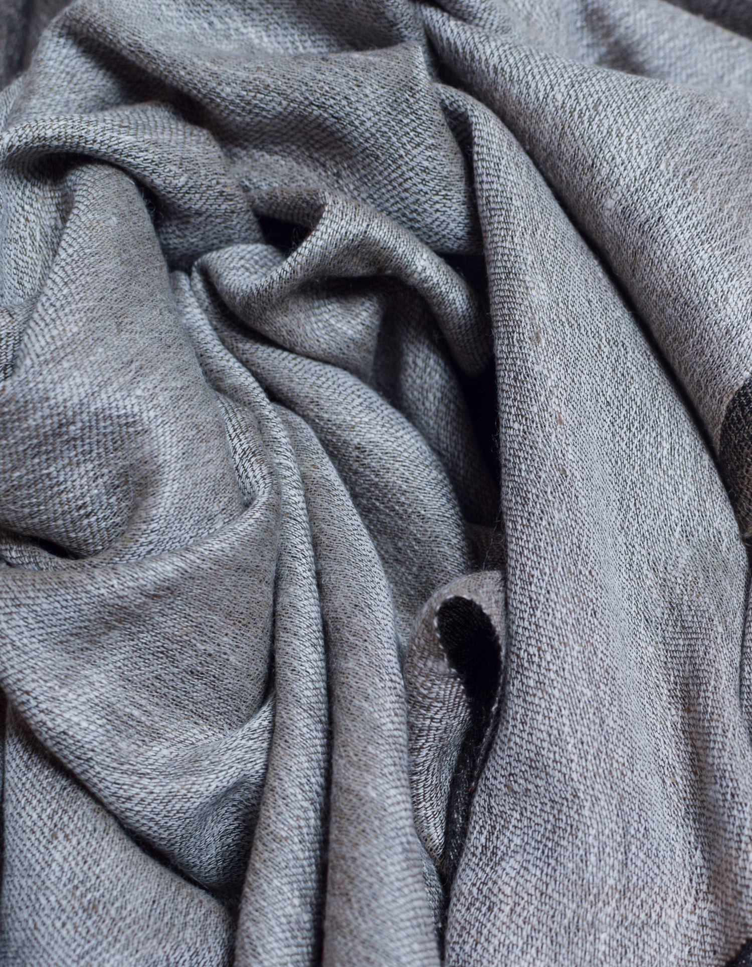 Natural Grey Black Handwoven Reversible Cashmere Pashmina Stole