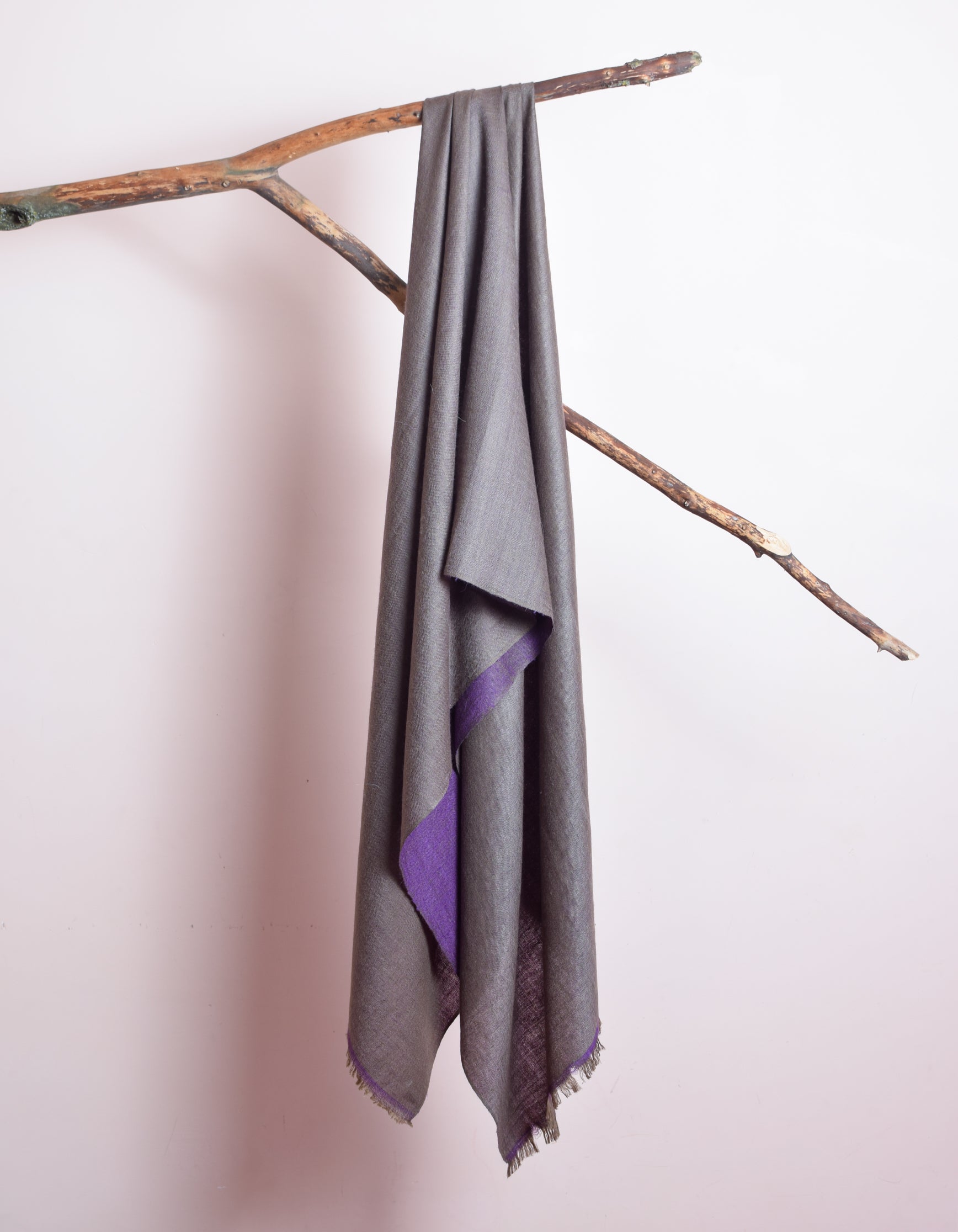 Indigo Grey Handwoven Reversible Cashmere Pashmina Stole