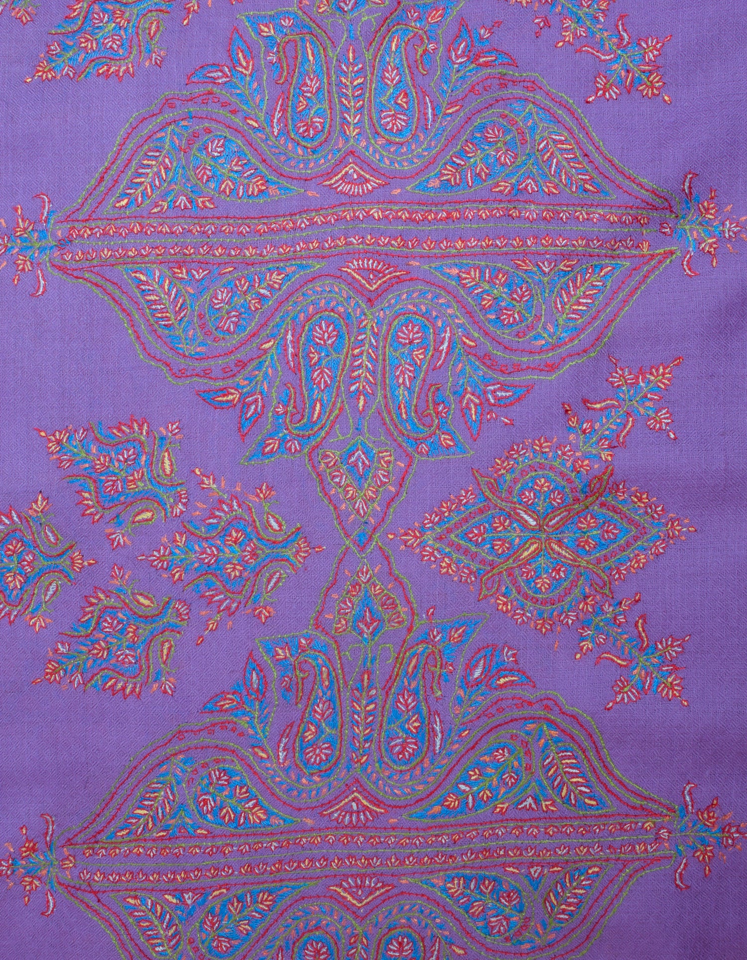 Soft Purple Handwoven Sozni Palla Embroidered Cashmere Pashmina Stole