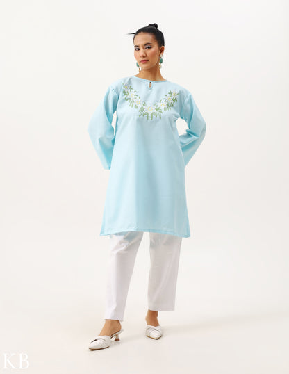 Boxy Tunic Powdered Blue - Kashmir Box