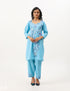 Sky Blue Cotton Embroidered Summer Suit - Kashmir Box