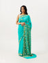 Aquamarine Green Georgette Embroidered Saree - Kashmir Box