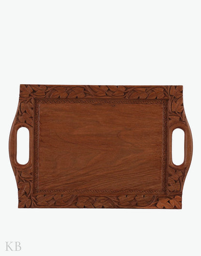 Walnut Wood Chinar Tray - Kashmir Box