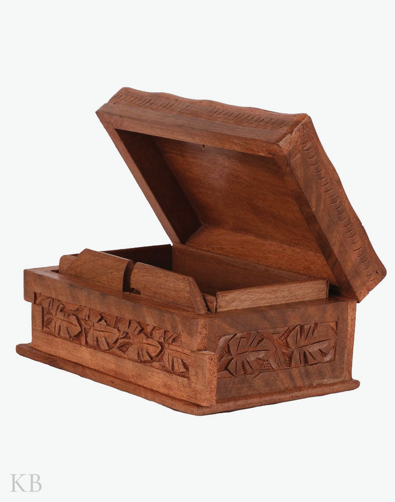 Walnut Wood Rose Storage Box - Kashmir Box