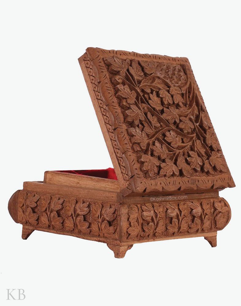 Walnut Wood Handcarved Wooden Box Decor Items Kashmir Box KashmirBox