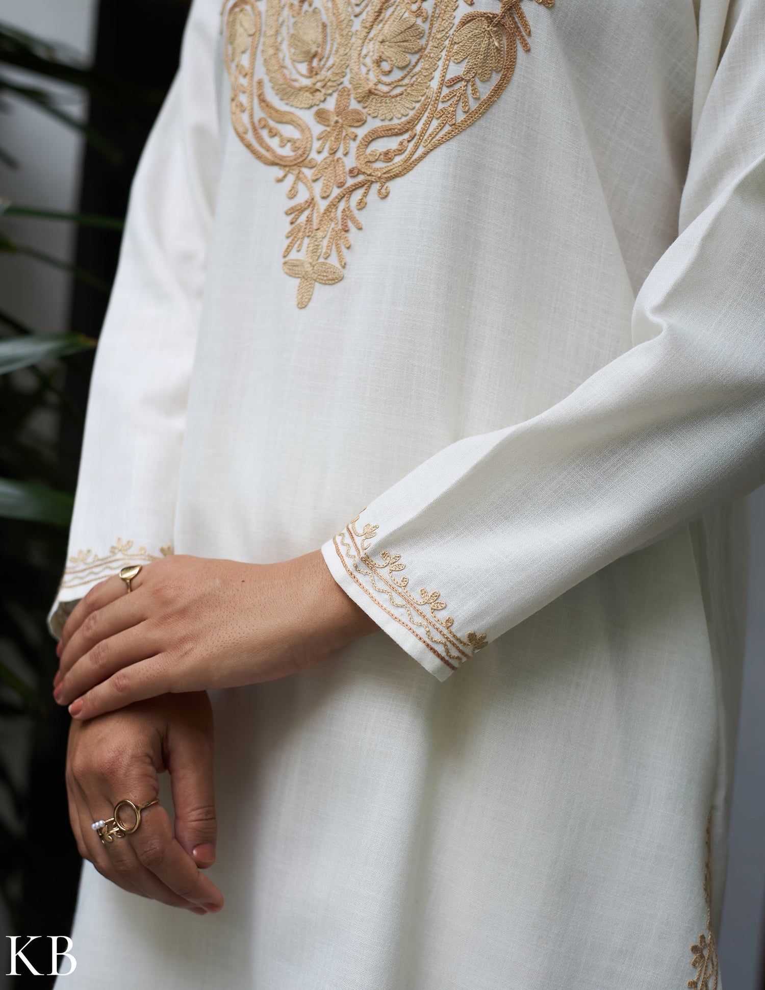 Nigeen Aari Embroidered Off-white Co-ord Set