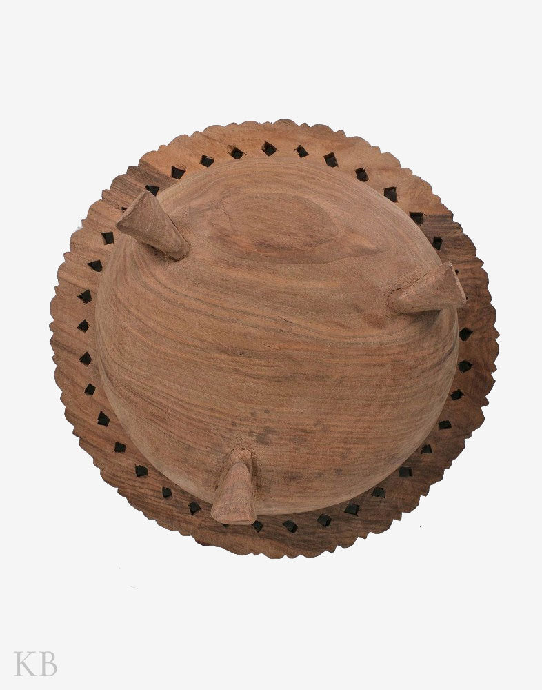 Hand Engraved Floral Walnut Wood Bowl - Kashmir Box