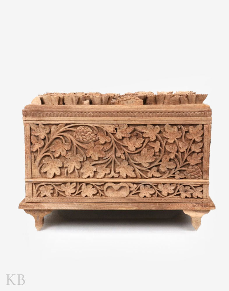 Walnut Wood Chinar Engraved Treasure Chest - Kashmir Box