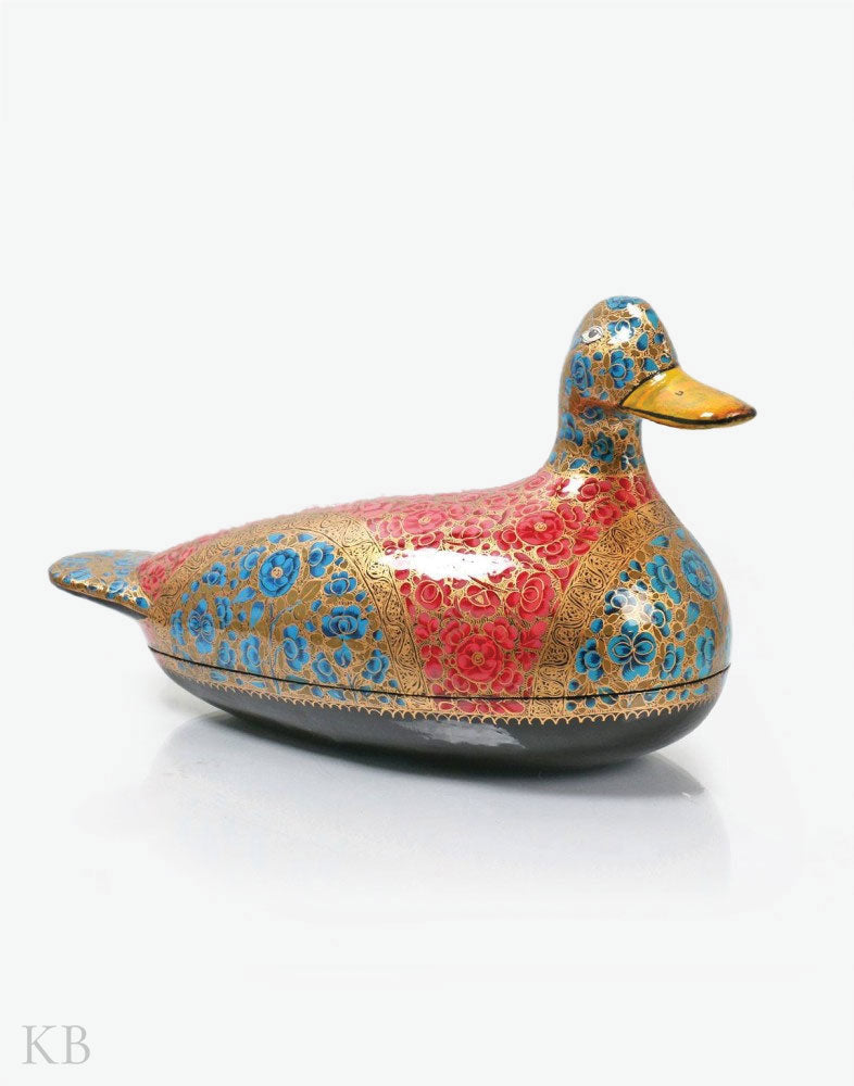 Multi Hued Handmade Paper Mache Miniature Duck - Kashmir Box