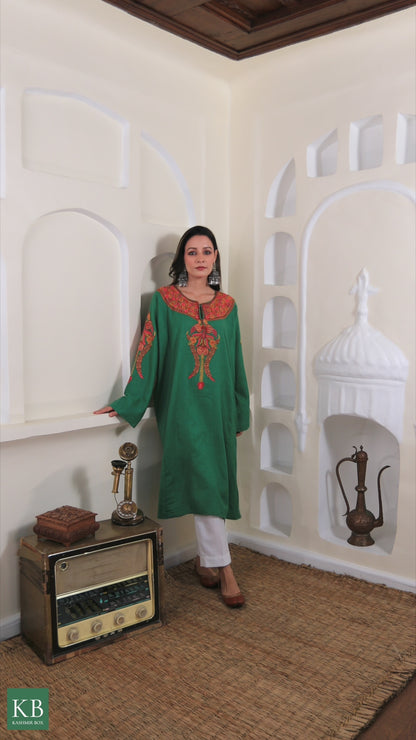 Rang-e-Khizan Elite Luxe Mineral Green Hand-Aari Phiran