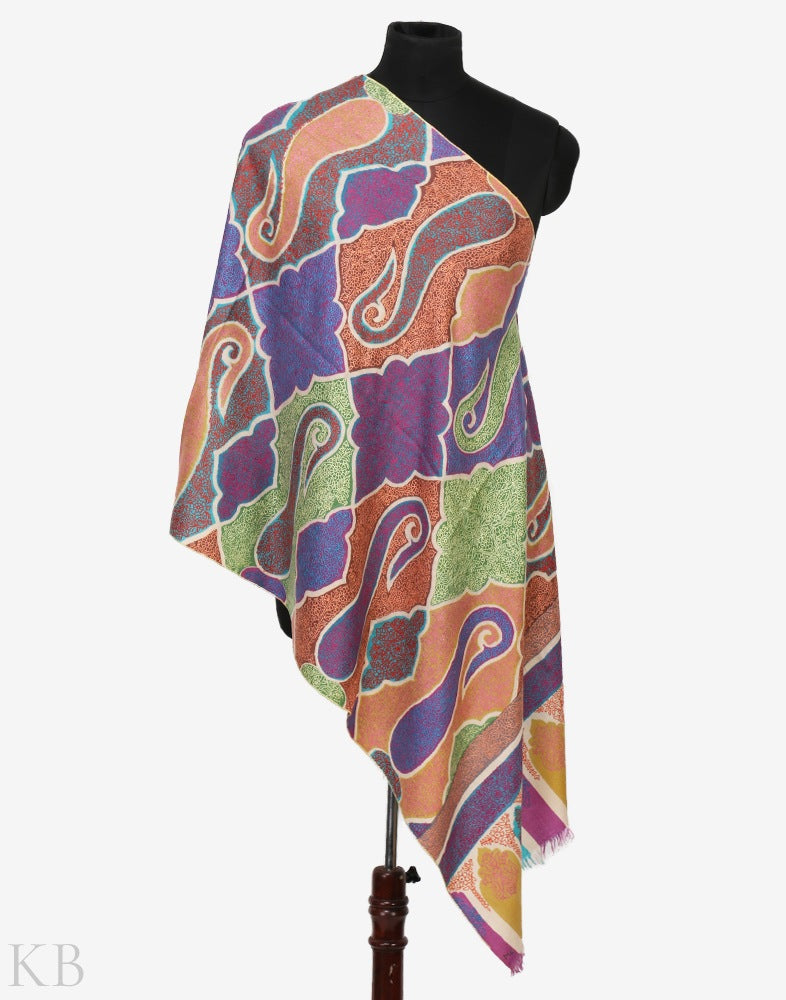 Badaam Patterned Embroidered Pashmina Stole - KashmirBox.com