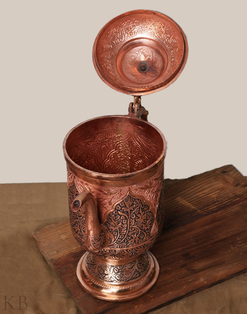 Mughal Kandkaari Copper Jug Set - KashmirBox.com