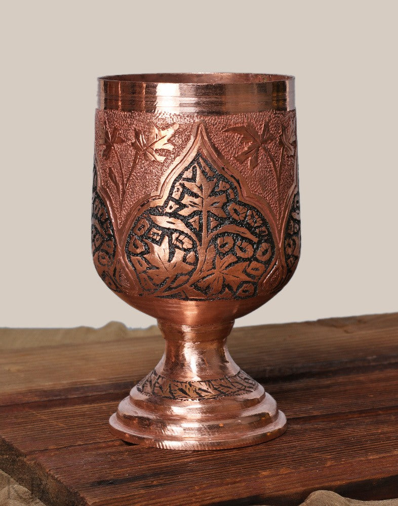 Mughal Kandkaari Copper Jug Set - KashmirBox.com