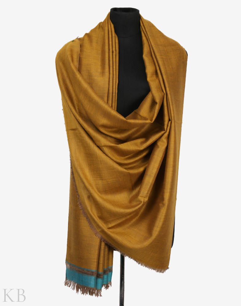 Caramel Mustard Reversible Pashmina Shawl - KashmirBox.com