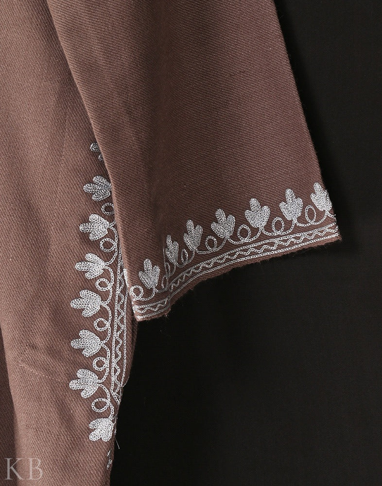 Natural Zari Embroidered Cashmilon Phiran - KashmirBox.com