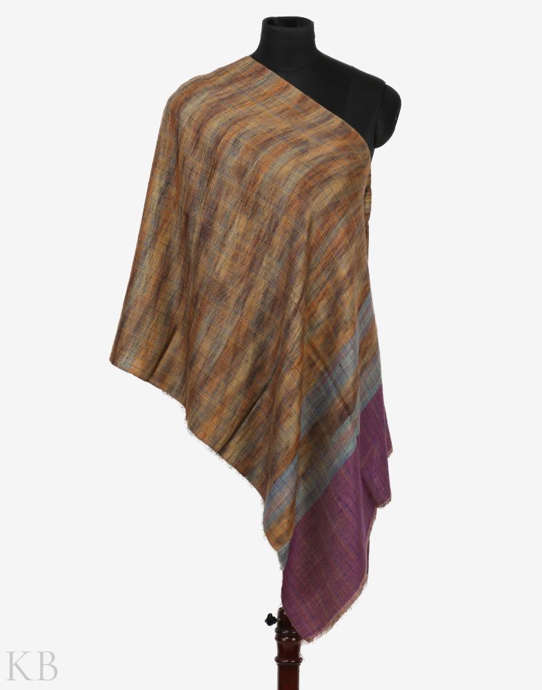 Ikkat E Stripped Reversible Pashmina Stole - Kashmir Box