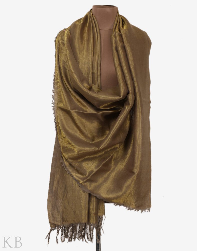 Brown Golden Reversible Cashmere Shawl - Kashmir Box